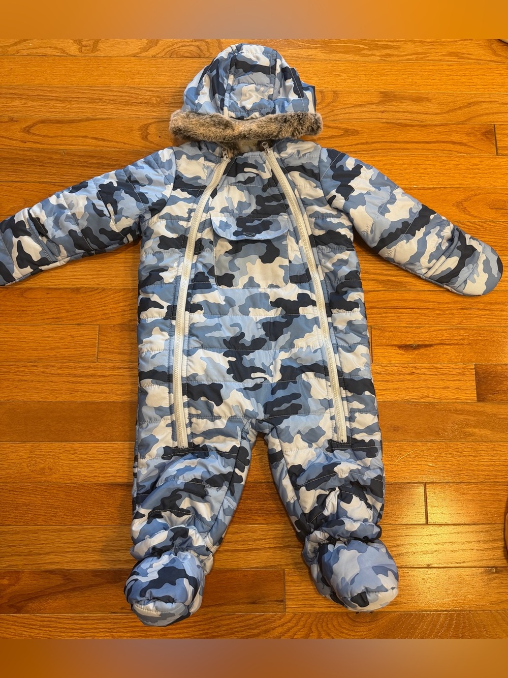 First Impressions- Baby Snowsuit w/ Faux Fur Hood